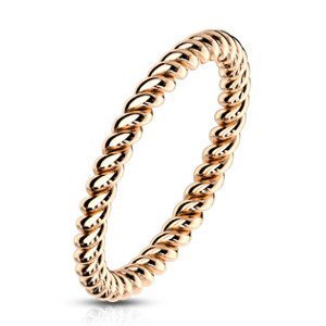 Šperky4U Zlacený ocelový prsten kroucený - velikost 56 - OPR1757RD-55