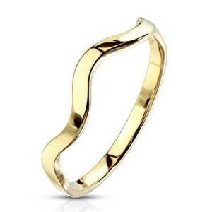 Šperky4U Zlacený ocelový prsten vlnka - velikost 60 - OPR1758GD-60