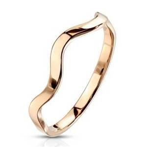 Šperky4U Zlacený ocelový prsten vlnka - velikost 60 - OPR1758RD-60