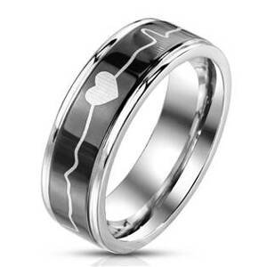 Šperky4U Ocelový prsten Heartbeat - velikost 57 - OPR1760-58