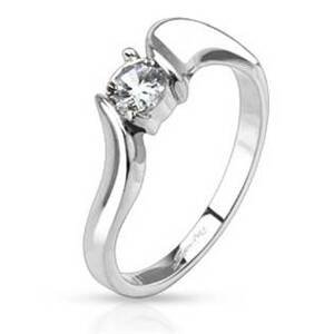 Šperky4U Dámský ocelový prsten se zirkonem - velikost 55 - OPR1469-55