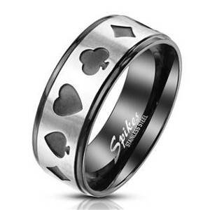 Šperky4U Ocelový prsten karetní motivy - velikost 65 - OPR1763-65