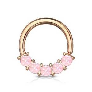 Šperky4U Zlacený piercing kruh s růžovými kameny 1,0 x 10 mm - K01052-RDP