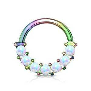 Šperky4U Piercing kruh s opály, 1,0 x 10 mm - K01054-W