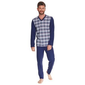 Pánské vzorované pyžamo Victor 2633/2634/21 Taro Barva/Velikost: granát (modrá) / 5XL
