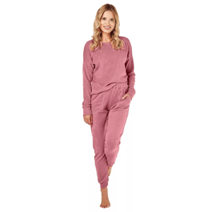 Dámské jednobarevné frotte pyžamo Davina 3026 Taro Barva/Velikost: starorůžová / XL