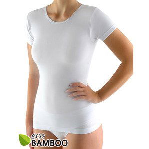Gina Výhodné balení 5 kusů - Dámské bambusové tričko hladké bezešvé 08027P Barva/Velikost: bílá / M/L