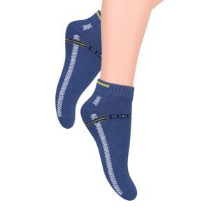 STEVEN Chlapecké kotníkové ponožky s nápisem Speed 004/47 Barva/Velikost: jeans / 26/28