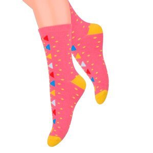 Dívčí klasické ponožky se vzorem puntíků 014/127 Steven Barva/Velikost: malina (Raspberry) / 26/28