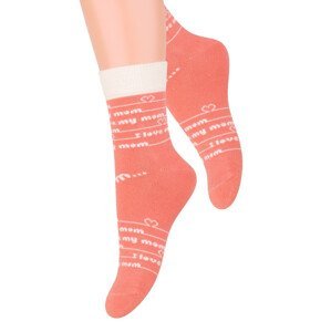 Dívčí klasické ponožky s nápisem I love 014/145 Steven Barva/Velikost: koral (coral) / 29/31