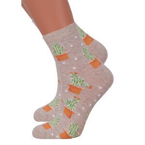 Dívčí klasické ponožky se vzorem 014/344 STEVEN Barva/Velikost: béžová / 32/34
