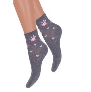 Dívčí klasické ponožky 014/404 Steven Barva/Velikost: šedá melír / 32/34