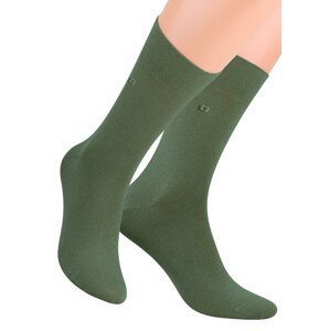 Pánské oblekové ponožky se vzorem dvou čtverců 056/1 STEVEN Barva/Velikost: oliva tmavá / 45/47