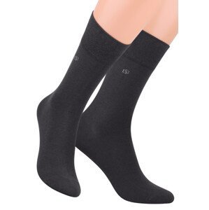 Pánské oblekové ponožky se vzorem dvou čtverců 056/1 STEVEN Barva/Velikost: šedá tmavá / 39/41
