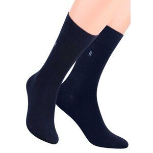 Pánské oblekové ponožky se vzorem kostek 056/2 STEVEN Barva/Velikost: modrá tmavá / 45/47