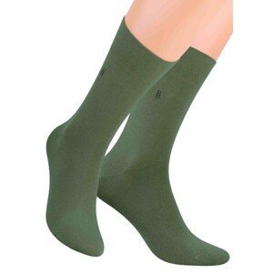 Pánské oblekové ponožky se vzorem kostek 056/2 STEVEN Barva/Velikost: oliva tmavá / 45/47