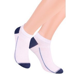 Chlapecké kotníkové ponožky se vzorem drobného pruhu 101/2 STEVEN Barva/Velikost: bílá-granát / 38/40