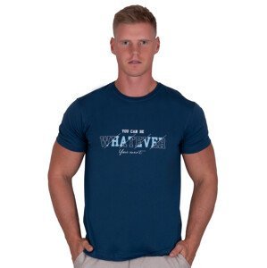 Pánské jednobarevné tričko s krátkým rukávem TDS Barva/Velikost: jeans / XL/XXL