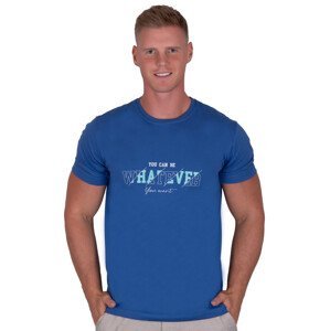 Pánské jednobarevné tričko s krátkým rukávem TDS Barva/Velikost: modrá / S/M