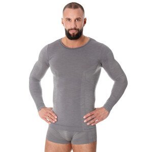Pánské tričko Merino LS11600 BRUBECK Barva/Velikost: šedá melír / L/XL