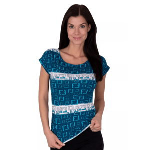 Dámské vzorované tričko Kiti-v tyrkys Babell Barva/Velikost: tyrkys / XS/S