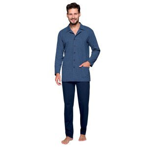 Pánské propínací pyžamo se vzorem puntiku 265/81 REGINA Barva/Velikost: modrá světlá / XXL