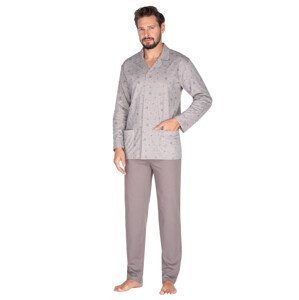 Pánské propínací vozorvané pyžamo 444/33 Regina Barva/Velikost: béžová / M