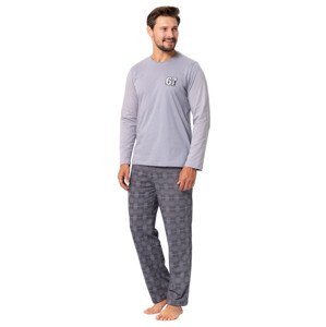 Pánské pyžamo s obrázkem Parker 1394 HOTBERG Barva/Velikost: šedá světlá / XL