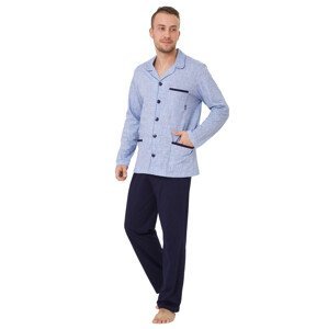 Pánské pyžamo Ambrozy se vzorem melíru HOTBERG Barva/Velikost: modrá světlá / L