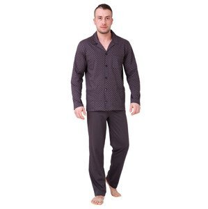 Pánské pyžamo Roger se vzorem kostičky HOTBERG Barva/Velikost: braz (hnědá) / XL