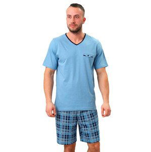 Pánské pyžamo Leon se vzorovanými kraťasy HOTBERG Barva/Velikost: modrá světlá / XL