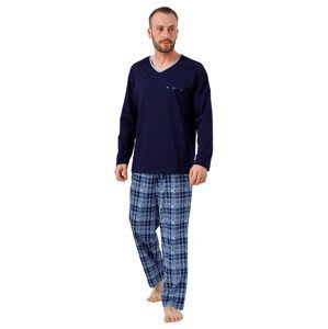 Pánské pyžamo Leon se vzorem kostky HOTBERG Barva/Velikost: granát (modrá) / XXL