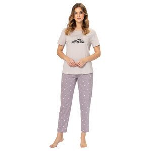 Dámské pyžamo s obrázkem Eleonor 1307 LEVEZA Barva/Velikost: tělová světlá / XL