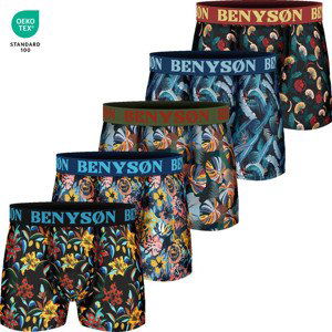 BENYSON 5-PACK Pánské barevné elastické boxerky 7122 Barva/Velikost: Barevný mix viz foto / M/L