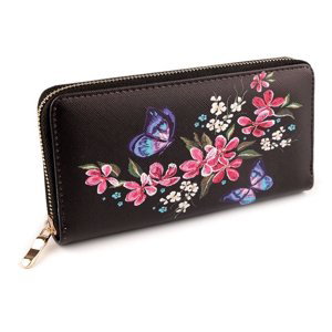 Charm Dámská peněženka květy a motýli černé provedení 10x19 cm
