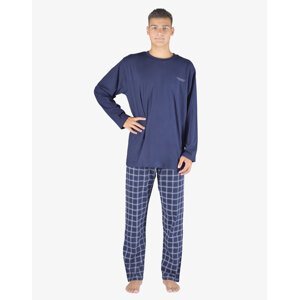 Gina Výhodné balení 5 kusů - Pyžamo dlouhé pánské 79149P Barva/Velikost: lékořice, šedobílá / XL