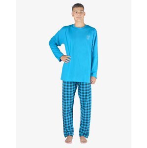 Gina Výhodné balení 5 kusů - Pyžamo dlouhé pánské 79153P Barva/Velikost: dunaj, lékořice / L