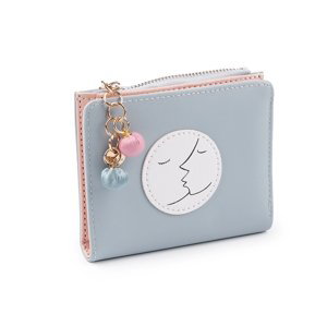 Charm Dámská/dívčí  kompaktní peněženka 10x12 cm rozkládací modrošedá Polibek