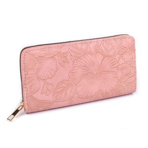 Charm Dámská peněženka s reliéfním 3D vzorem květin v růžové barvě