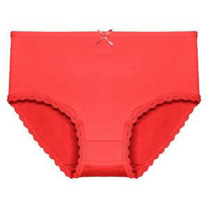 FINE WOMAN Dámské kalhotky vyšší 9075 s krajkou Barva/Velikost: červená / M/L