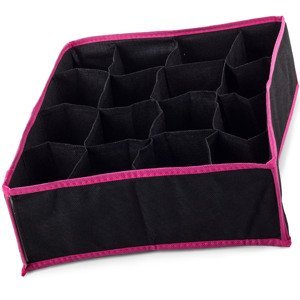 Verk Látkový organizér s 16 přihrádkami na prádlo/ponožky - černo - růžová