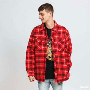 Bunda Urban Classics Plaid Quilted Shirt Jacket Red L