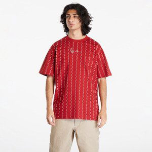 Karl Kani Small Signature Ziczac Pinstripe Tee Dark Red/ Off White