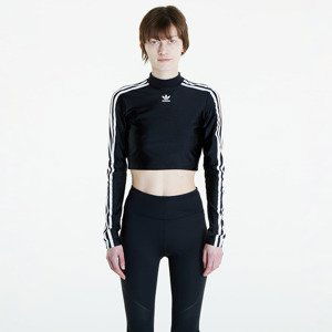 adidas 3 Stripes Cropped Long Sleeve T-Shirt Black