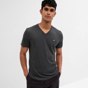 GAP Micro Logo Vee Neck Tee Charcoal Grey