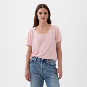 GAP Shortsleeve Linen Blend Scoop Tee Light Peony