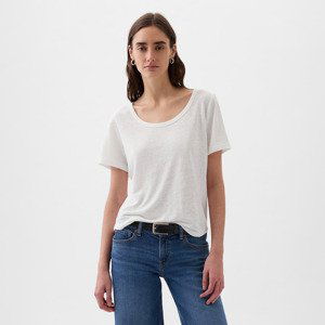 GAP Shortsleeve Linen Blend Scoop Tee Optic White