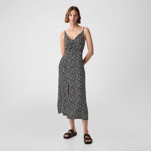 GAP Strappy Back Maxi Slip Dress Black Ditsy Floral