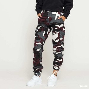 Urban Classics Ladies High Waist Camo Cargo Pants Camo Burgundy