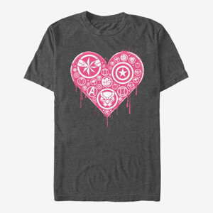 Queens Marvel Avengers - Heart Emblems Unisex T-Shirt Dark Heather Grey